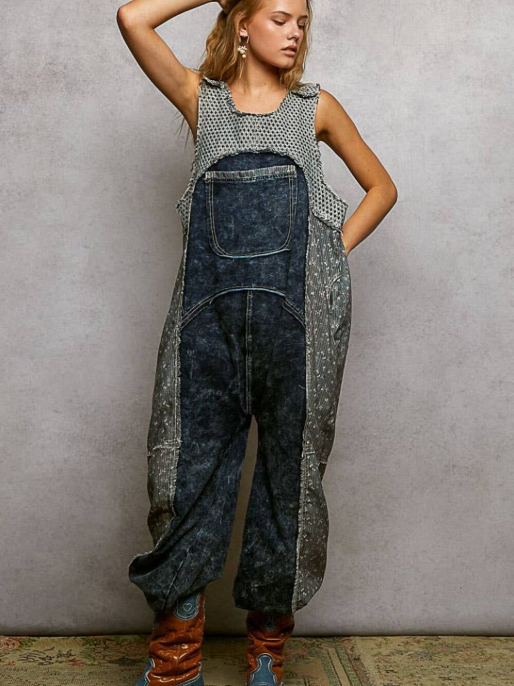 POL NWT Big Pocket French Terry Jogger Overalls